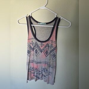 Maurices Gray Racerback Tank With Coral And Navy Aztec Print
